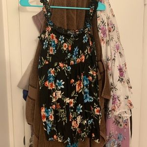 Black floral tank romper.